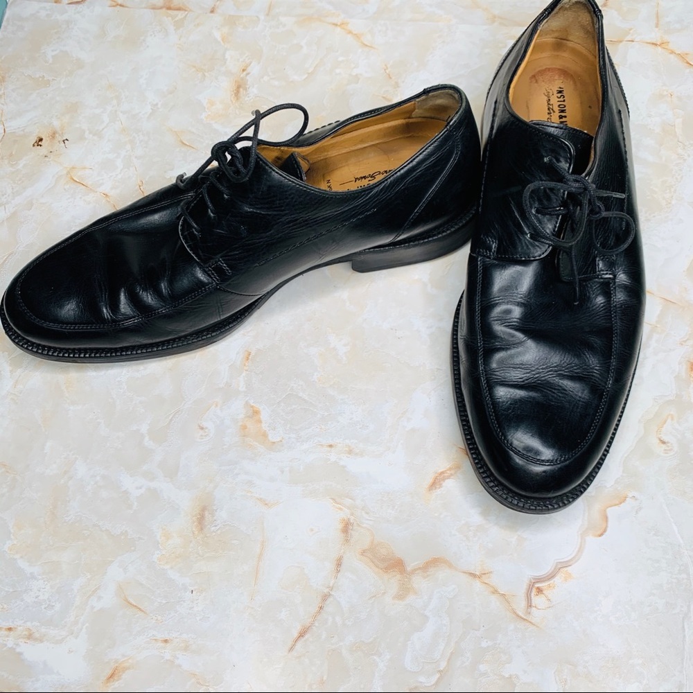 JOHNSTON & MURPHY BLACK SIGNATURE LACE LEATHER DRESS SHOE 8.5